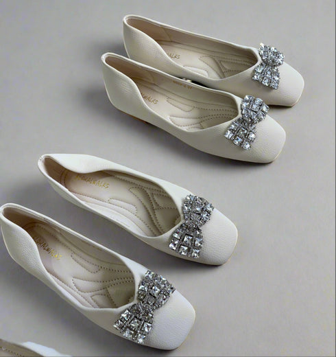 Crystal Bow Decor Pump Shoes